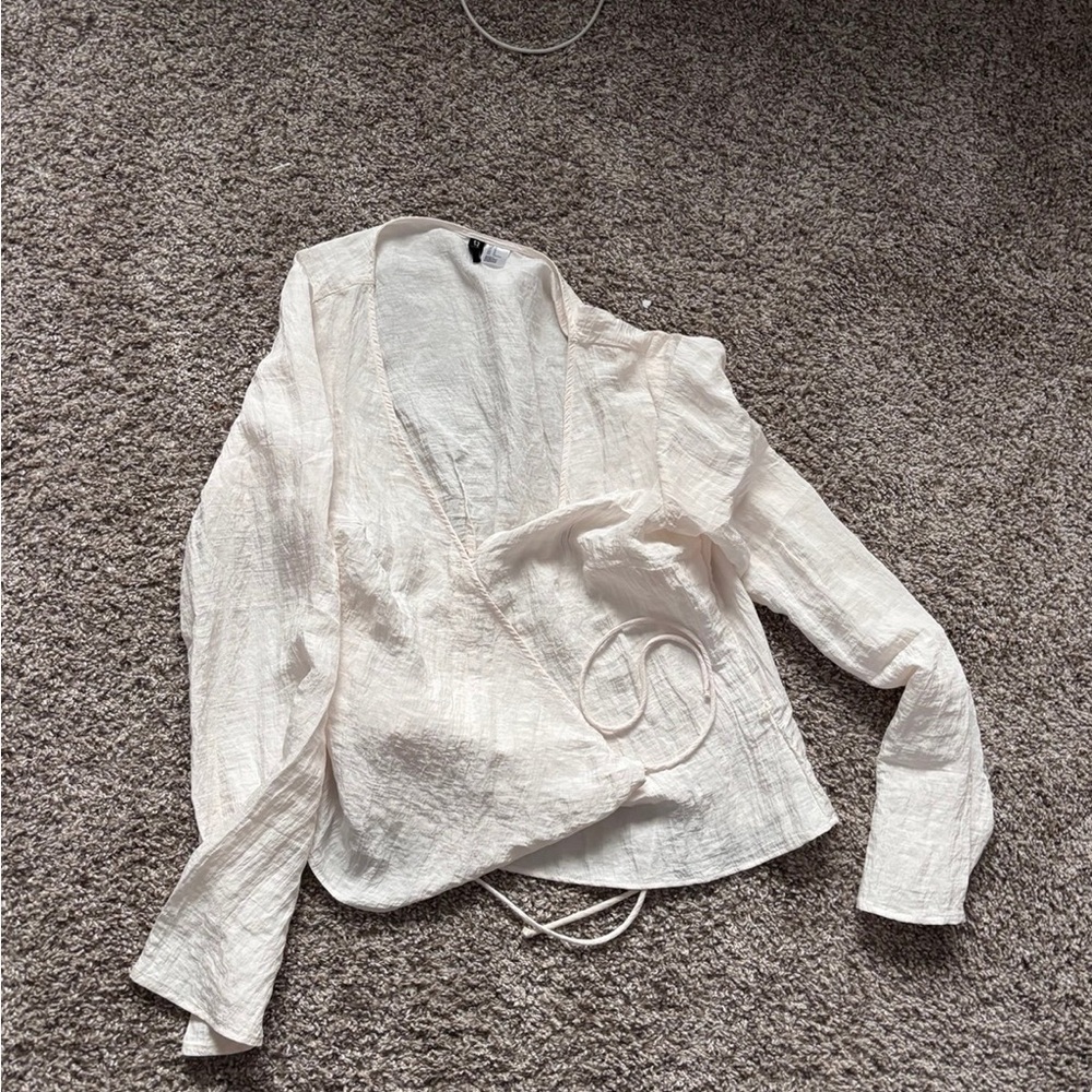 H&M Cream Textured Blouse